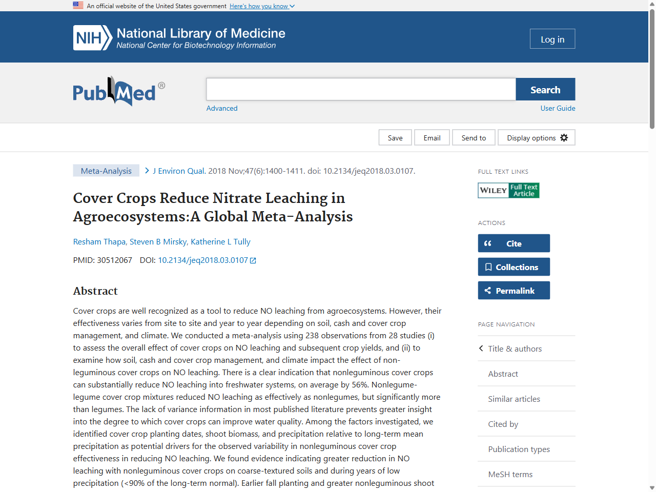Preview of Cover Crops Reduce Nitrate Leaching in Agroecosystems:A Global Meta-Analysis - PubMed, accessed August 5, 2025