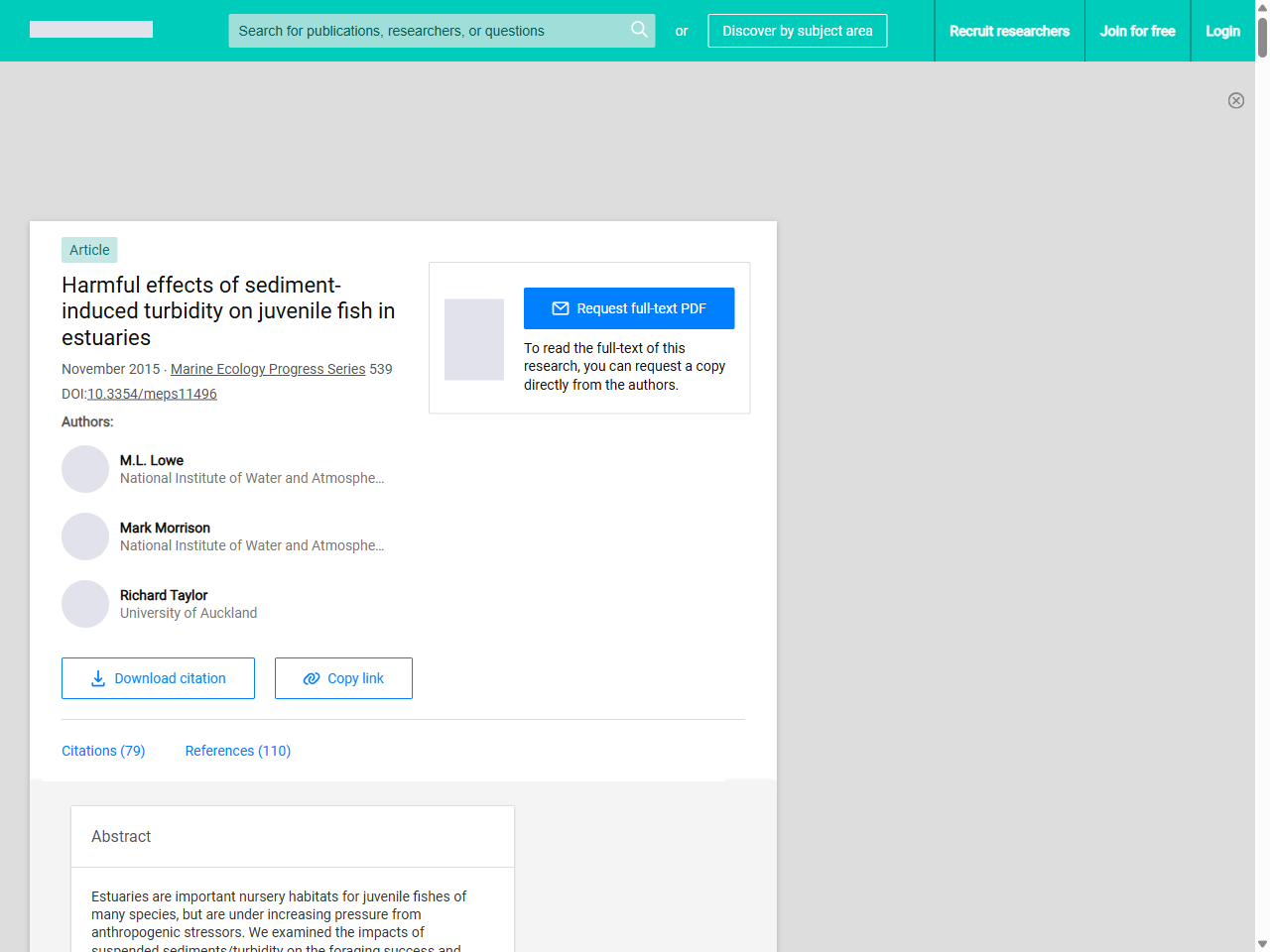 Preview of Harmful effects of sediment-induced turbidity on juvenile fish in estuaries - ResearchGate, accessed May 11, 2025,