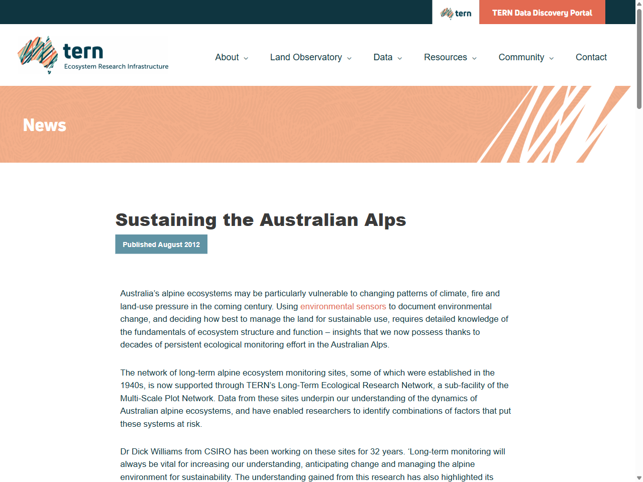 Preview of Sustaining the Australian Alps | TERN Australia, accessed August 17, 2025,