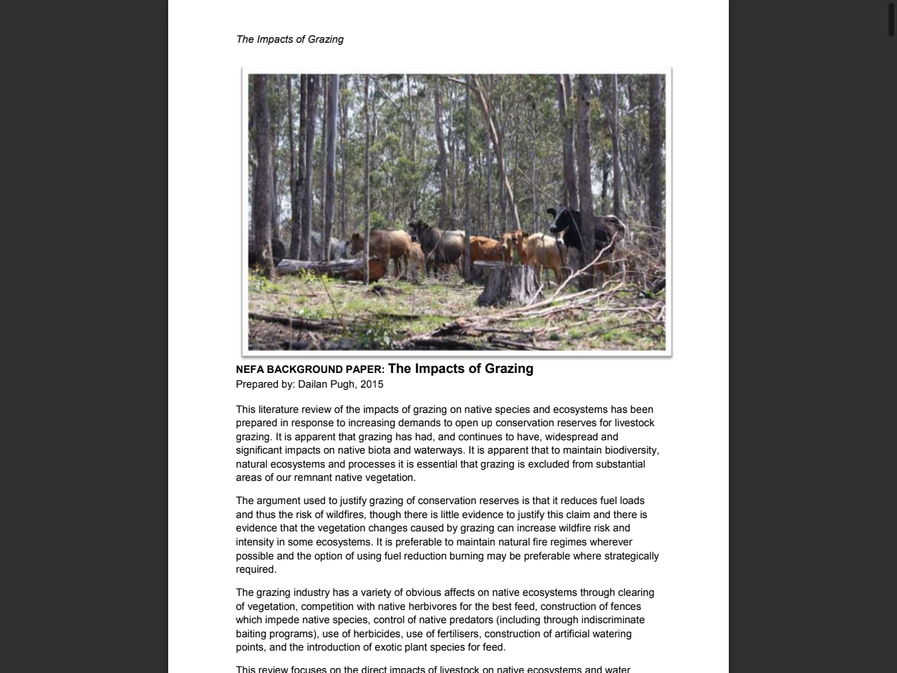 Preview of The Impacts of Grazing 1 NEFA BACKGROUND PAPER - Cloudfront.net, accessed August 6, 2025