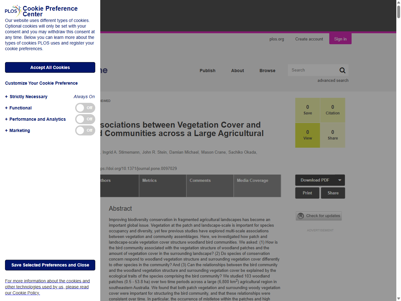 Preview of Multi-Scale Associations between Vegetation Cover and Woodland Bird Communities across a Large Agricultural Region | PLOS One, accessed July 15, 2025,