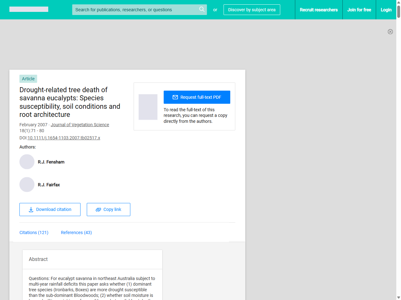 Preview of Drought-related tree death of savanna eucalypts: Species susceptibility, soil conditions and root architecture - ResearchGate