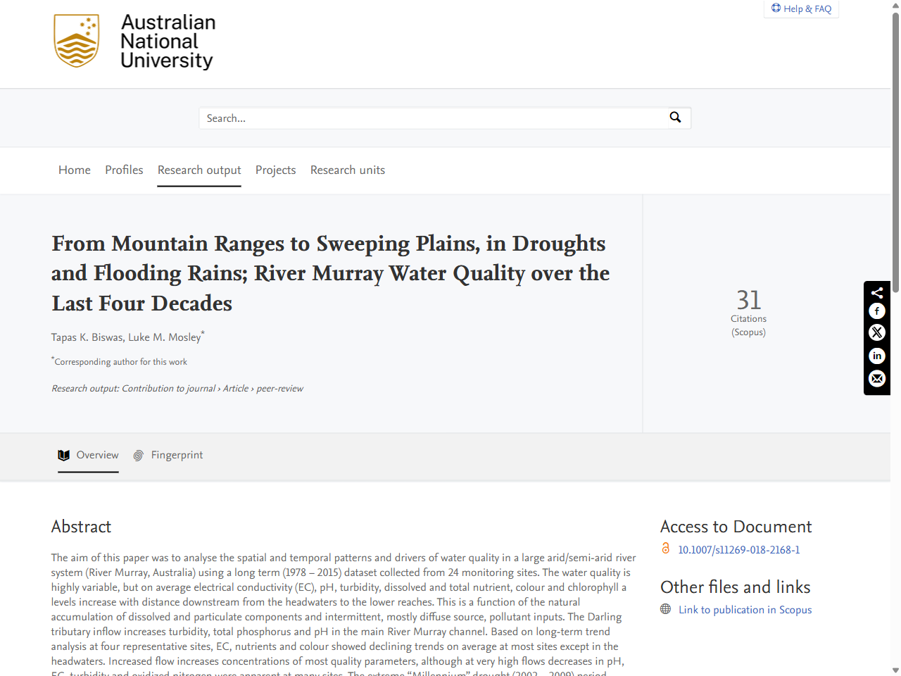 Preview of From Mountain Ranges to Sweeping Plains, in Droughts and Flooding Rains; River Murray Water Quality over the Last Four Decades - The Australian National University, accessed July 16, 2025,