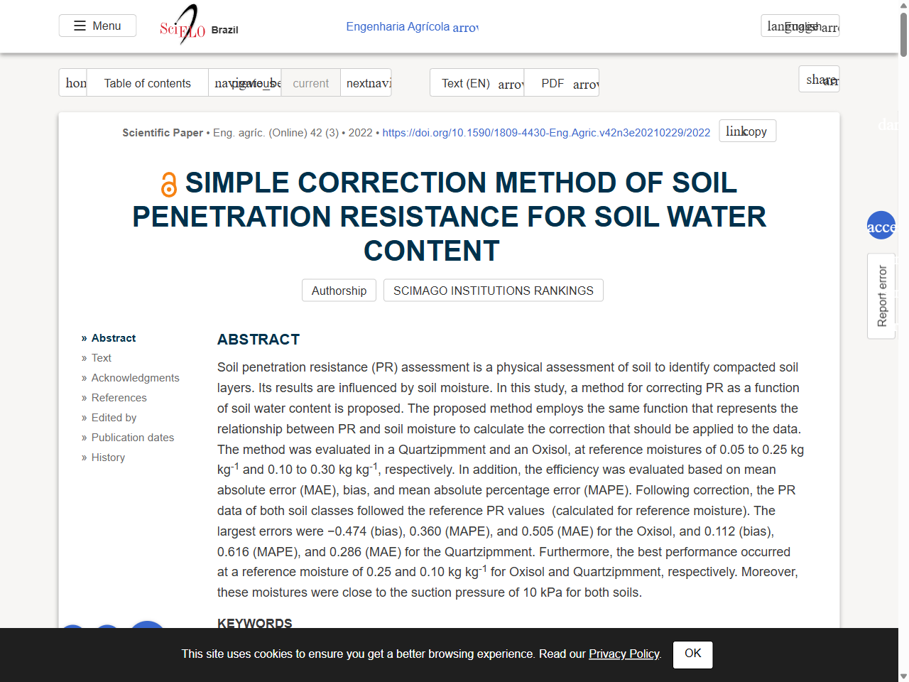 Preview of simple correction method of soil penetration resistance for soil water content - SciELO, accessed August 2, 2025, 