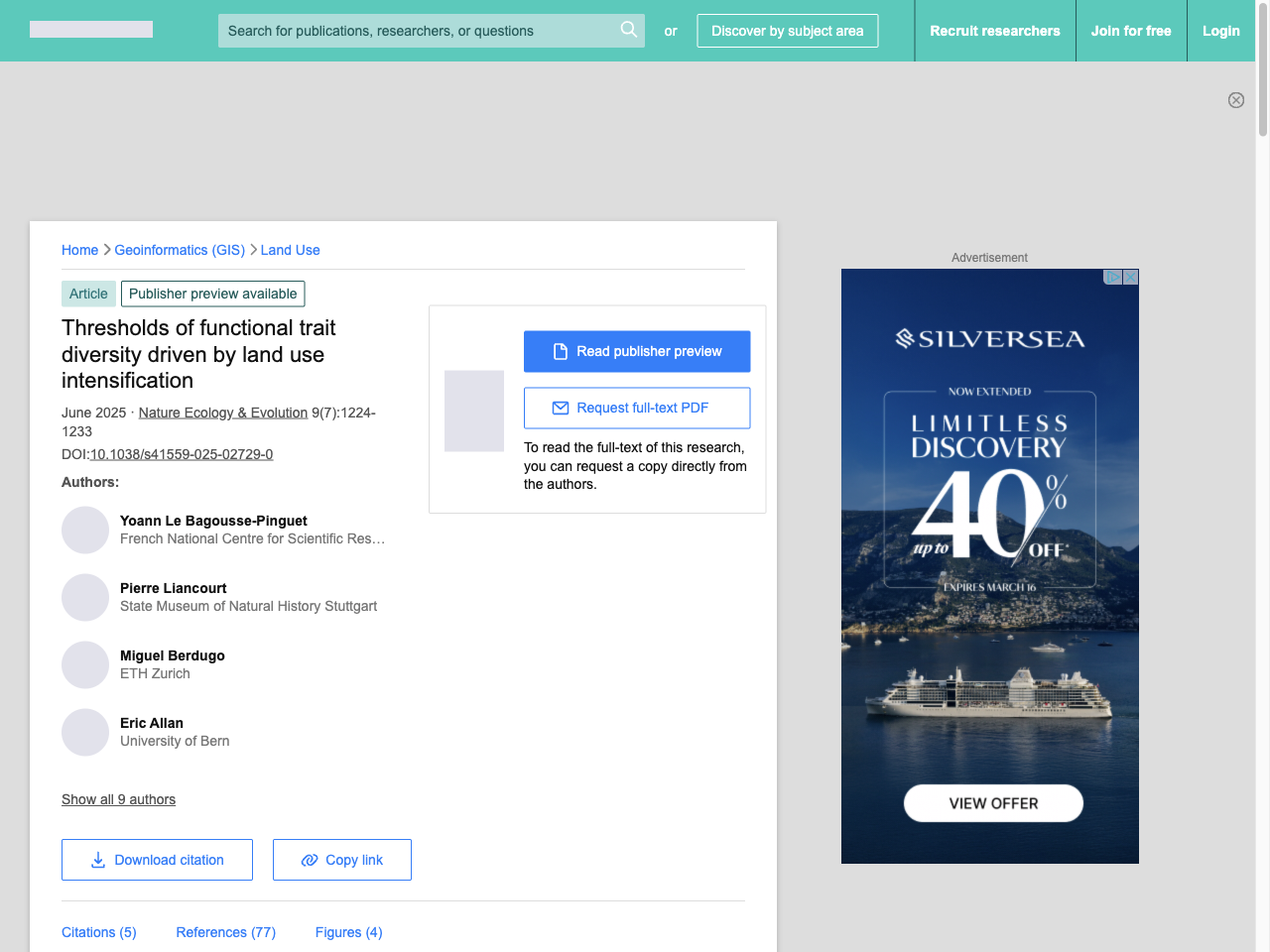 Preview of Thresholds of functional trait diversity driven by land use ..., accessed August 5, 2025, 