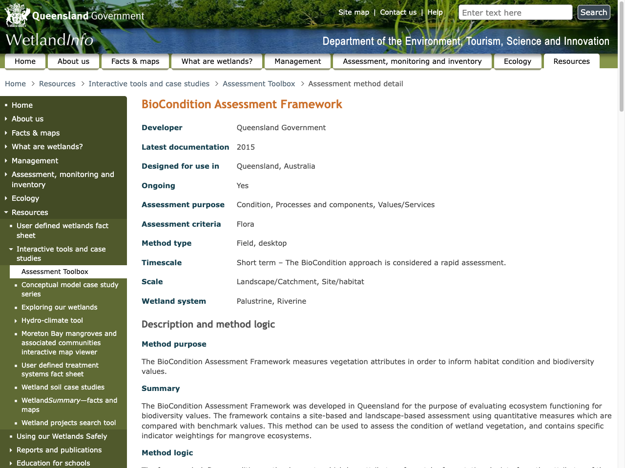 Preview of BioCondition Assessment Framework - WetlandInfo, accessed August 3, 2025, 