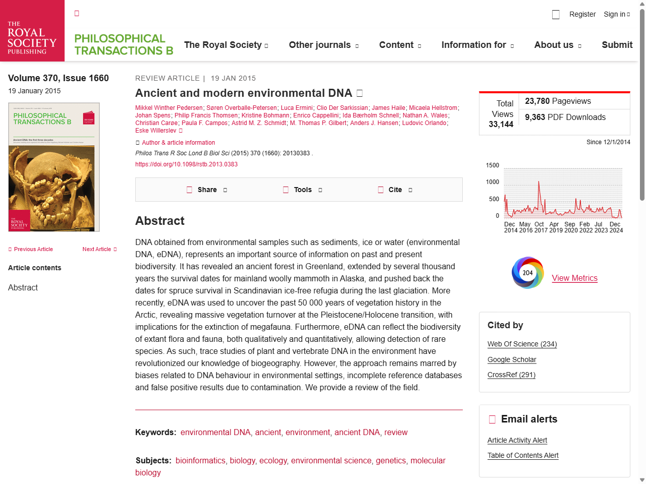Preview of Ancient and modern environmental DNA | Philosophical Transactions of the Royal Society B, accessed August 12, 2025