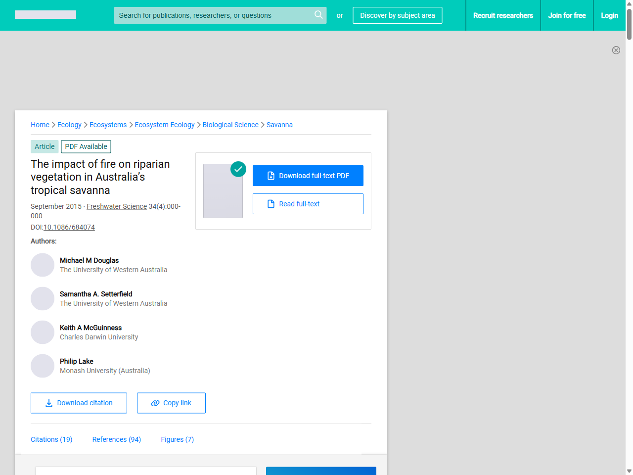 Preview of The impact of fire on riparian vegetation in Australia's tropical savanna - ResearchGate, accessed May 17, 2025,
