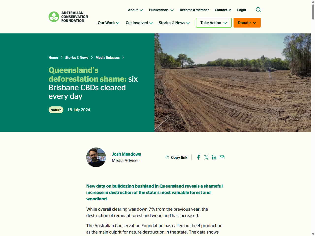 Preview of Queensland's deforestation shame: six Brisbane CBDs cleared every day, accessed July 22, 2025,