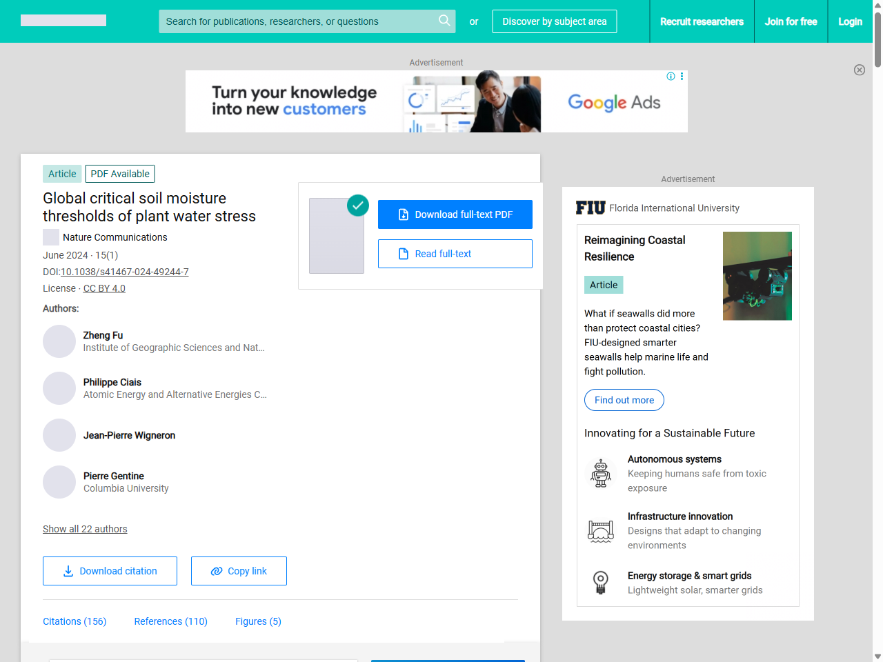 Preview of Global critical soil moisture thresholds of plant water stress - ResearchGate, accessed August 28, 2025