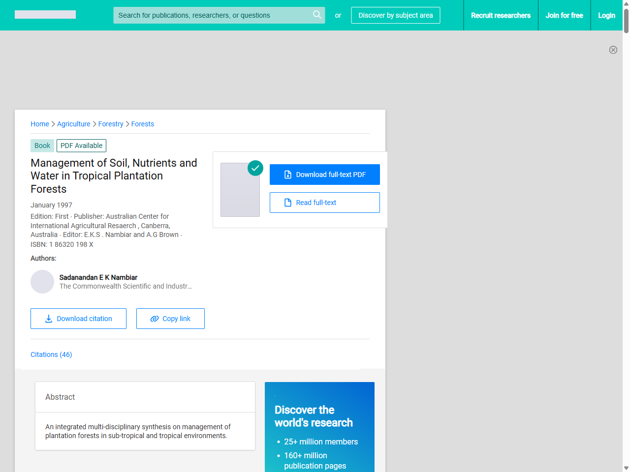 Preview of Management of Soil, Nutrients and Water in Tropical Plantation Forests - ResearchGate, accessed July 20, 2025, 