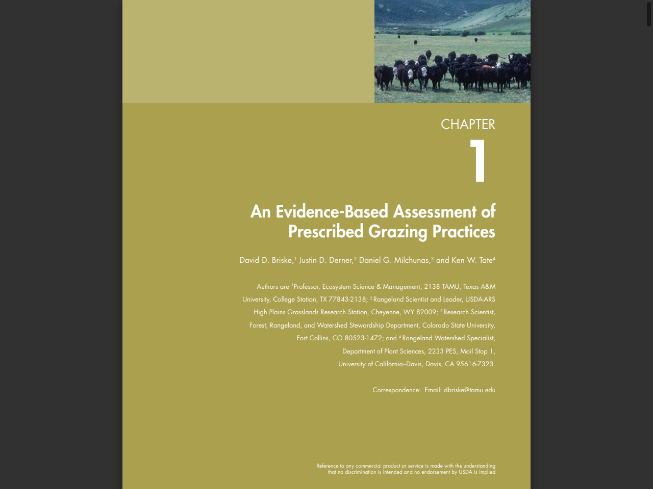 Preview of An Evidence-Based Assessment of Prescribed Grazing Practices - USDA ARS, accessed May 12, 2025