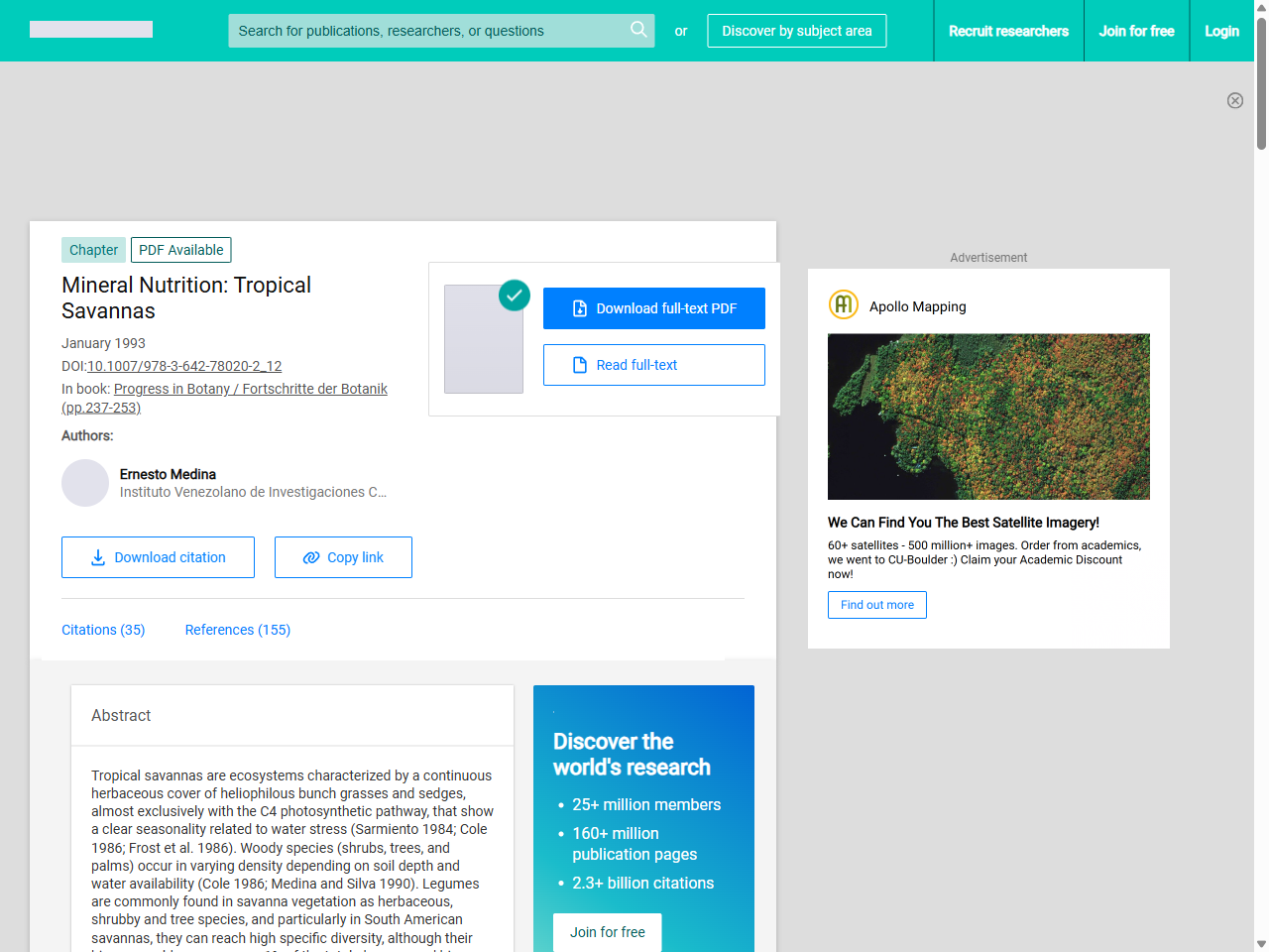 Preview of (PDF) Mineral Nutrition: Tropical Savannas - ResearchGate, accessed May 11, 2025,