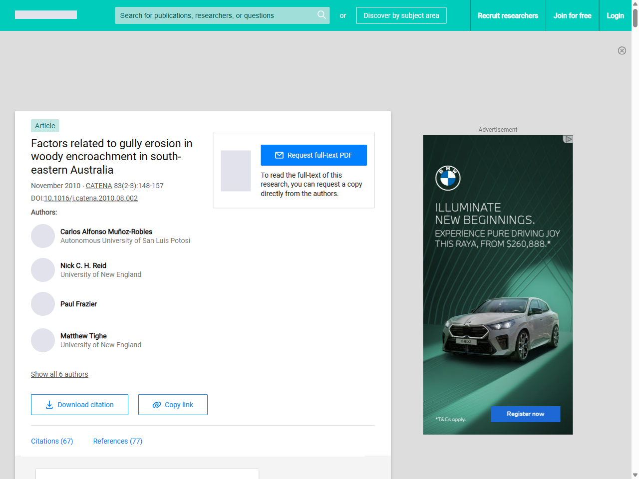 Preview of Factors related to gully erosion in woody encroachment in south-eastern Australia | Request PDF - ResearchGate, accessed on May 29, 2025,