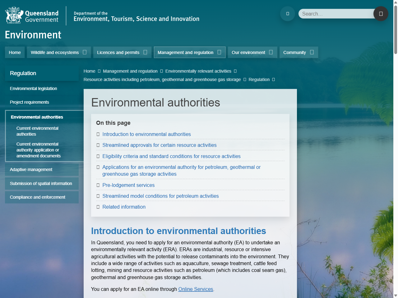 Preview of Search for environmental authorities | Queensland Government, accessed July 21, 2025