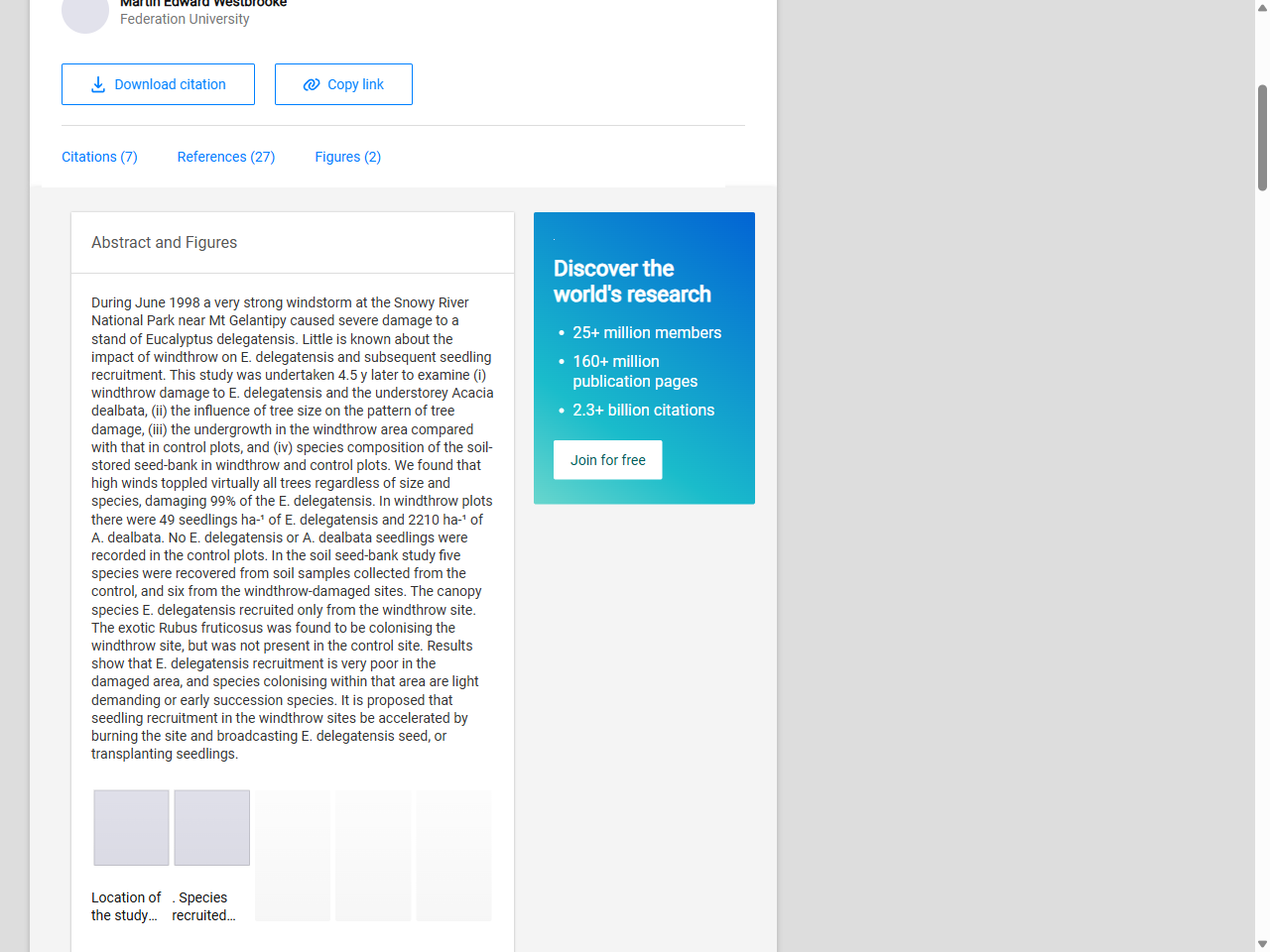 Preview of Effects of windthrow on a stand of Eucalyptus delegatensis (Myrtaceae) and early understorey succession at Snowy River National Park, Victoria - ResearchGate, accessed April 1, 2026,