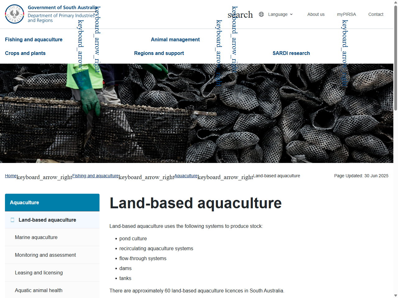 Preview of Land-based aquaculture - Department of Primary Industries and Regions South Australia - PIRSA, accessed July 20, 2025,