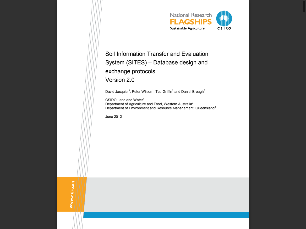 Preview of Soil Information Transfer and Evaluation System (SITES) – Database design and exchange protocols Version 2.0 - Enviro Data SA