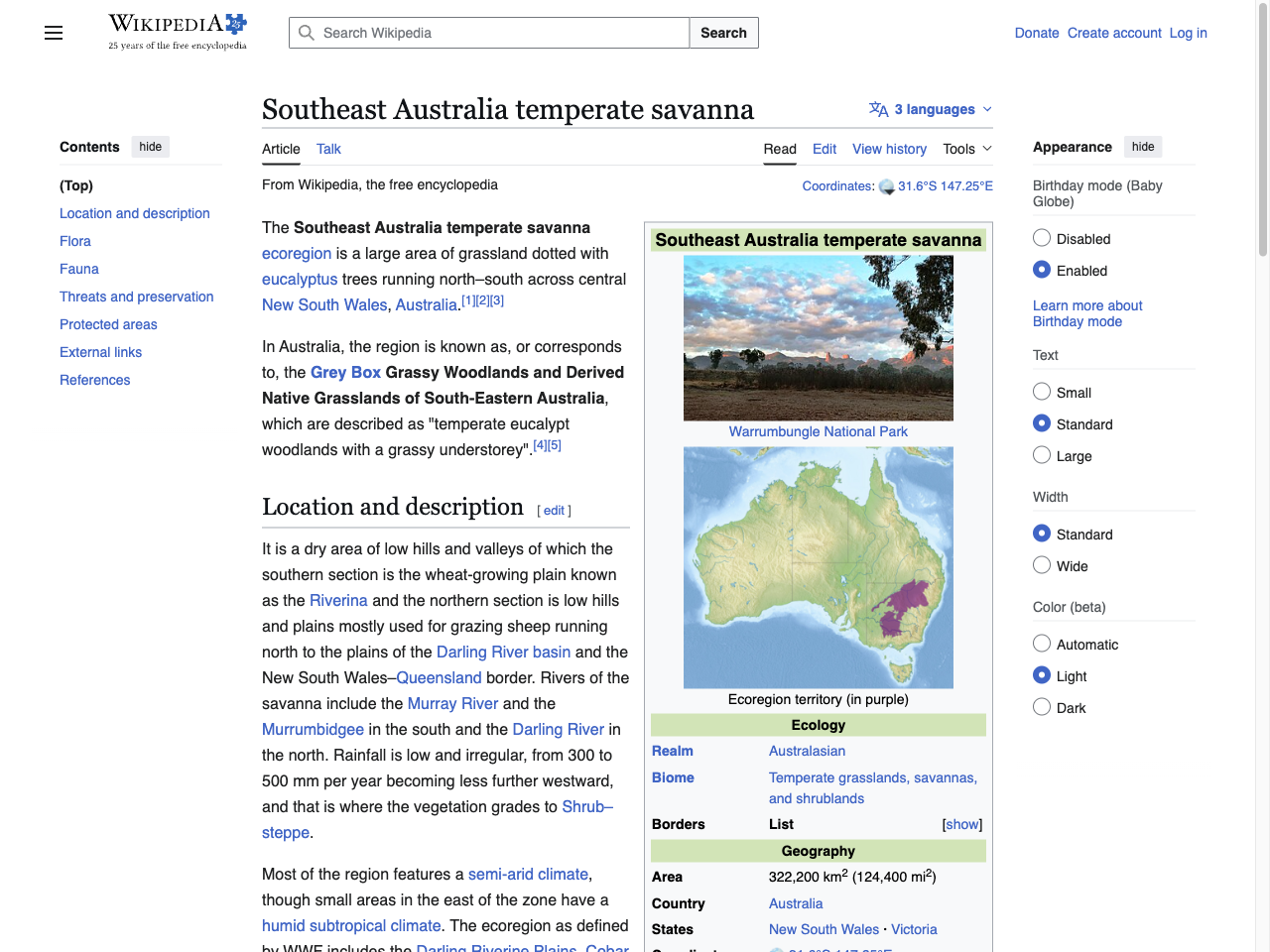 Preview of Southeast Australia temperate savanna - Wikipedia, accessed August 4, 2025