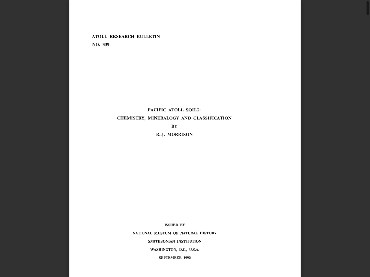 Preview of PACIFIC ATOLL SOILS: CHEMISTRY, MINERALOGY AND CLASSIFICATION BY R. J. MORRISON - Smithsonian Institution, accessed July 25, 2025, 