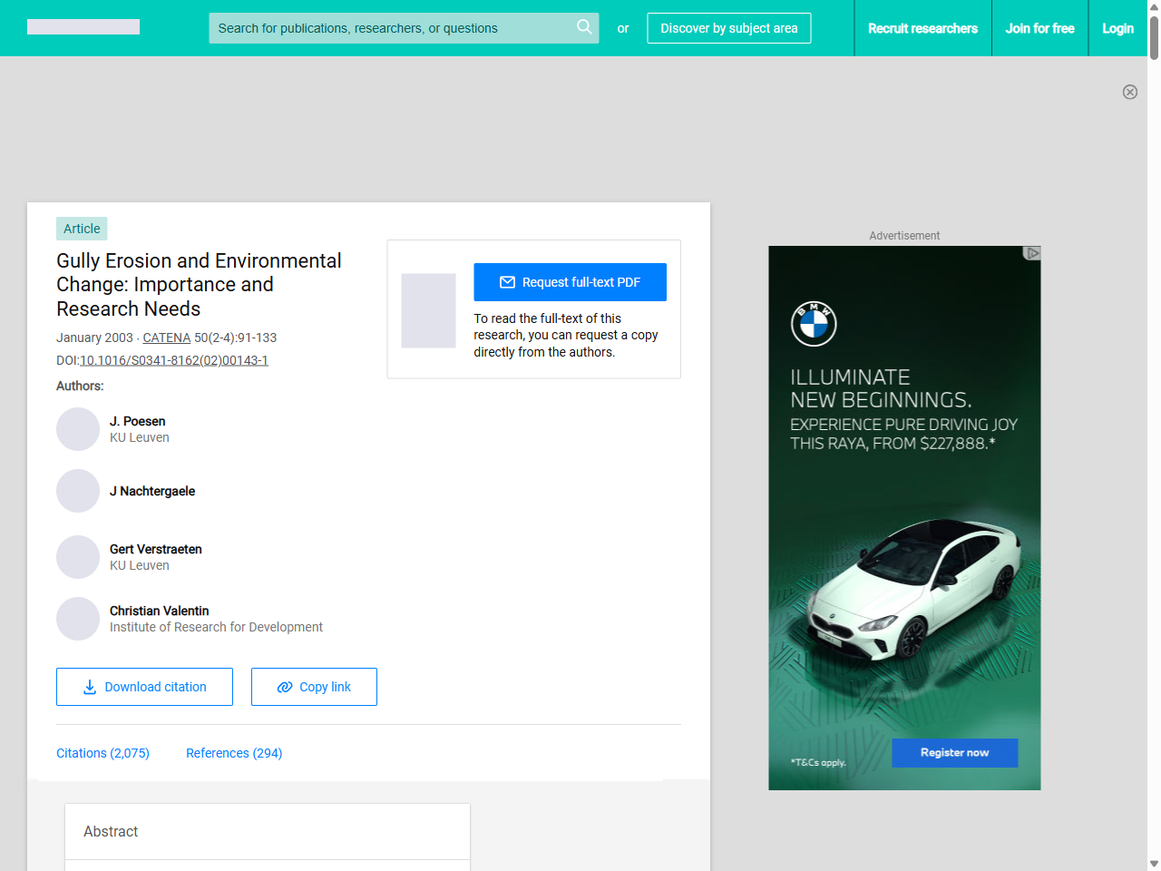 Preview of Gully Erosion and Environmental Change: Importance and Research Needs | Request PDF, accessed July 16, 2025, 