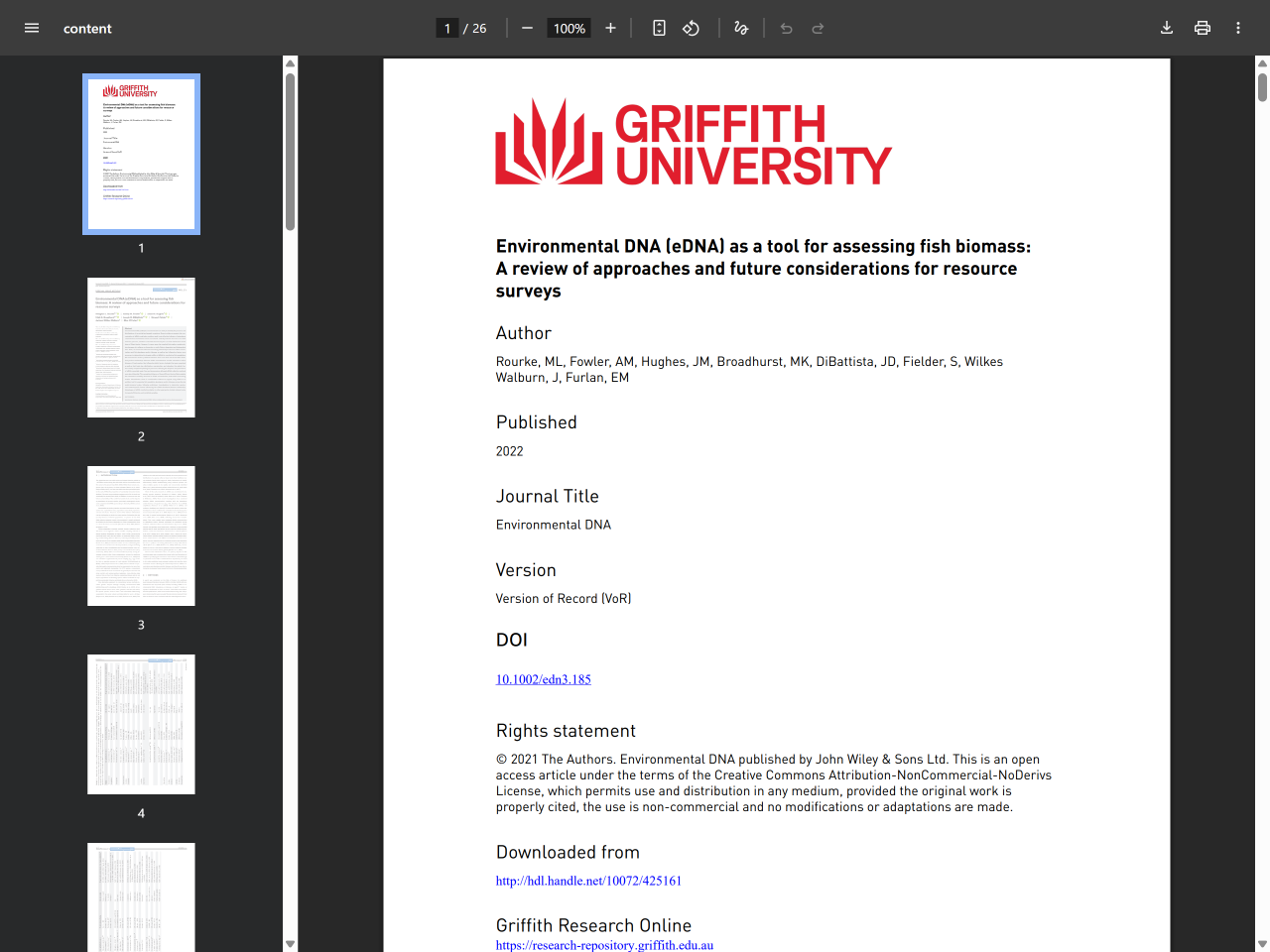 Preview of Environmental DNA (eDNA) as a tool for assessing fish biomass - Griffith Research Online, accessed August 10, 2025