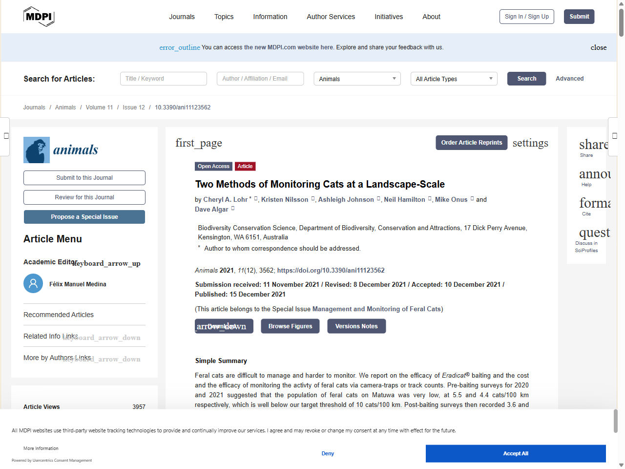 Preview of Two Methods of Monitoring Cats at a Landscape-Scale - MDPI, accessed July 27, 2025