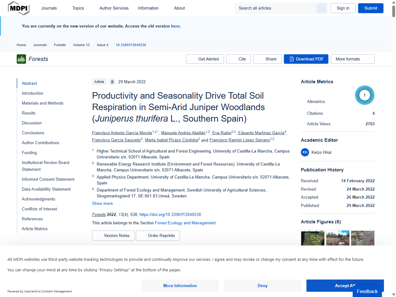 Preview of Productivity and Seasonality Drive Total Soil Respiration in Semi-Arid Juniper Woodlands (Juniperus thurifera L., Southern Spain) - MDPI, accessed August 3, 2025