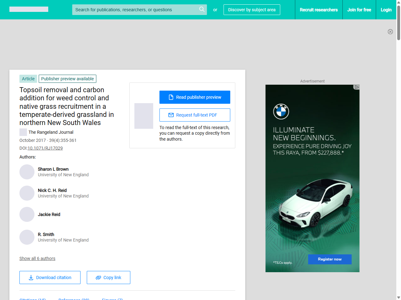 Preview of Topsoil removal and carbon addition for weed control and native grass recruitment in a temperate-derived grassland in northern New South Wales | Request PDF - ResearchGate, accessed August 10, 2025