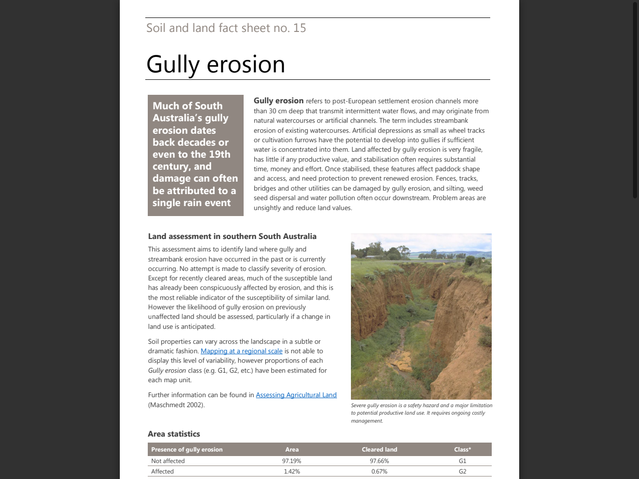 Preview of Gully erosion - Enviro Data SA, accessed July 18, 2025