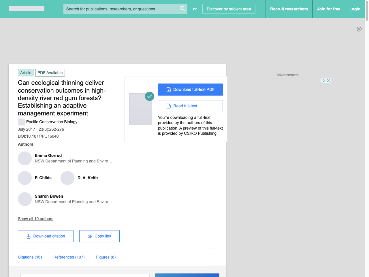 Preview of Can ecological thinning deliver conservation outcomes in high-density river red gum forests? Establishing an adaptive management experiment - ResearchGate, accessed July 12, 2025,