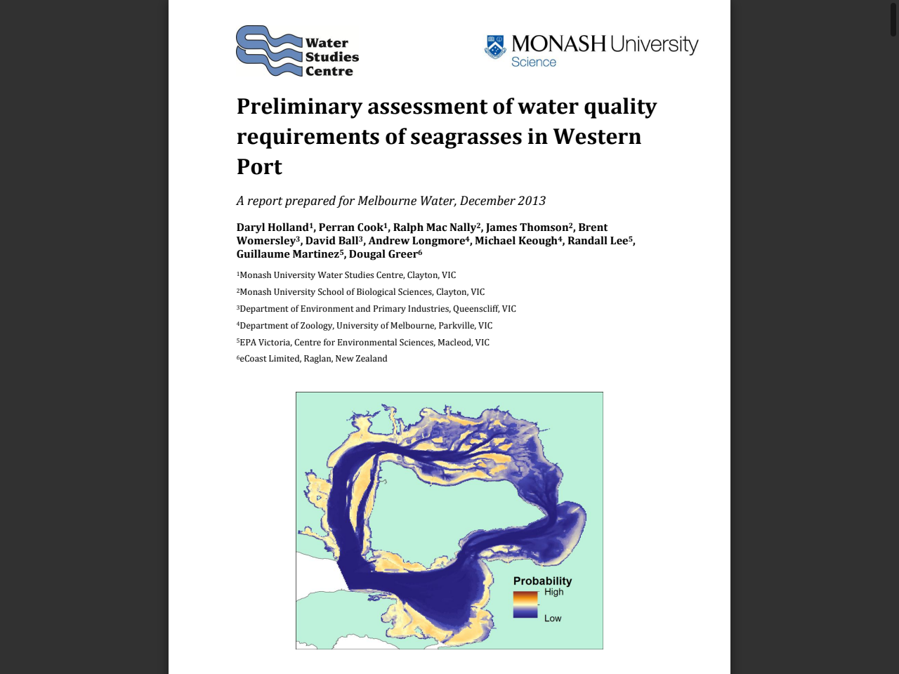 Preview of Preliminary assessment of water quality requirements of seagrasses in Western Port - Melbourne Water, accessed August 1, 2025,
