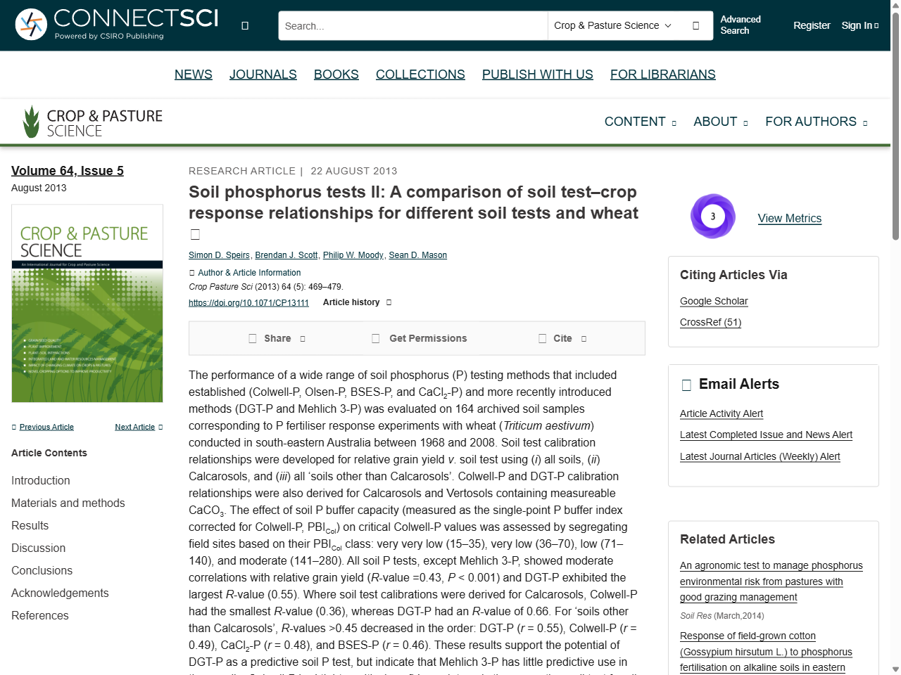 Preview of Soil phosphorus tests II: A comparison of soil test–crop response relationships for different soil tests and wheat - CSIRO PUBLISHING | Crop and Pasture Science