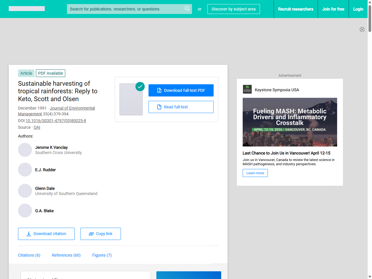 Preview of (PDF) Sustainable harvesting of tropical rainforests: Reply to Keto ..., accessed July 20, 2025, 
