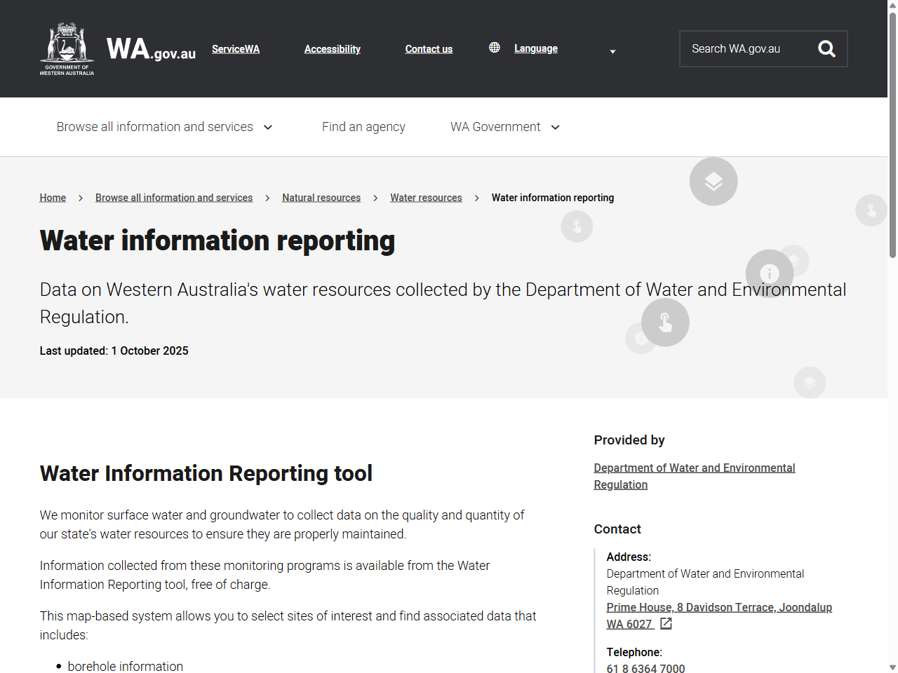 Preview of Water information reporting | Western Australian Government