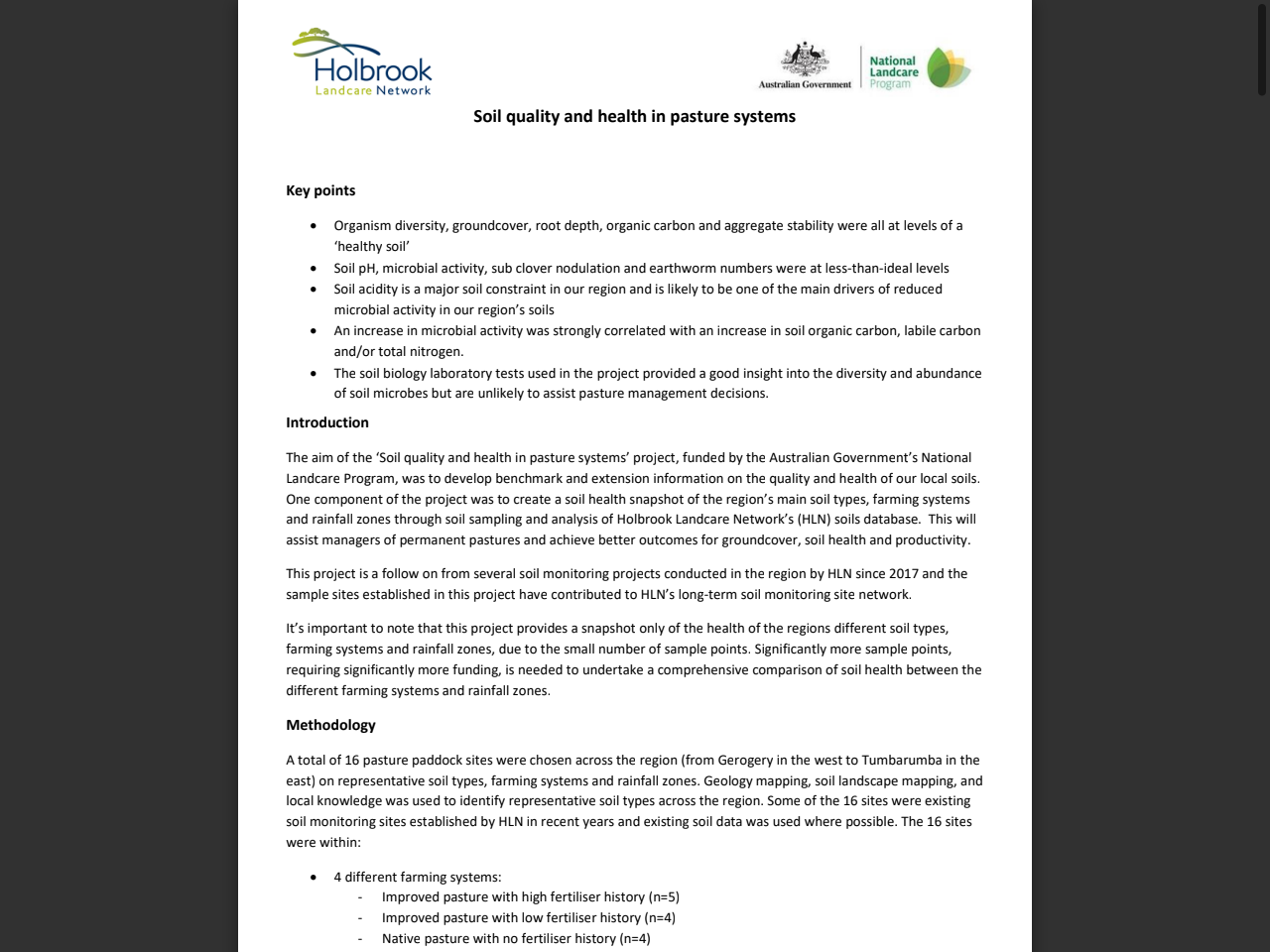 Preview of Soil quality and health in pasture systems - Holbrook Landcare Network