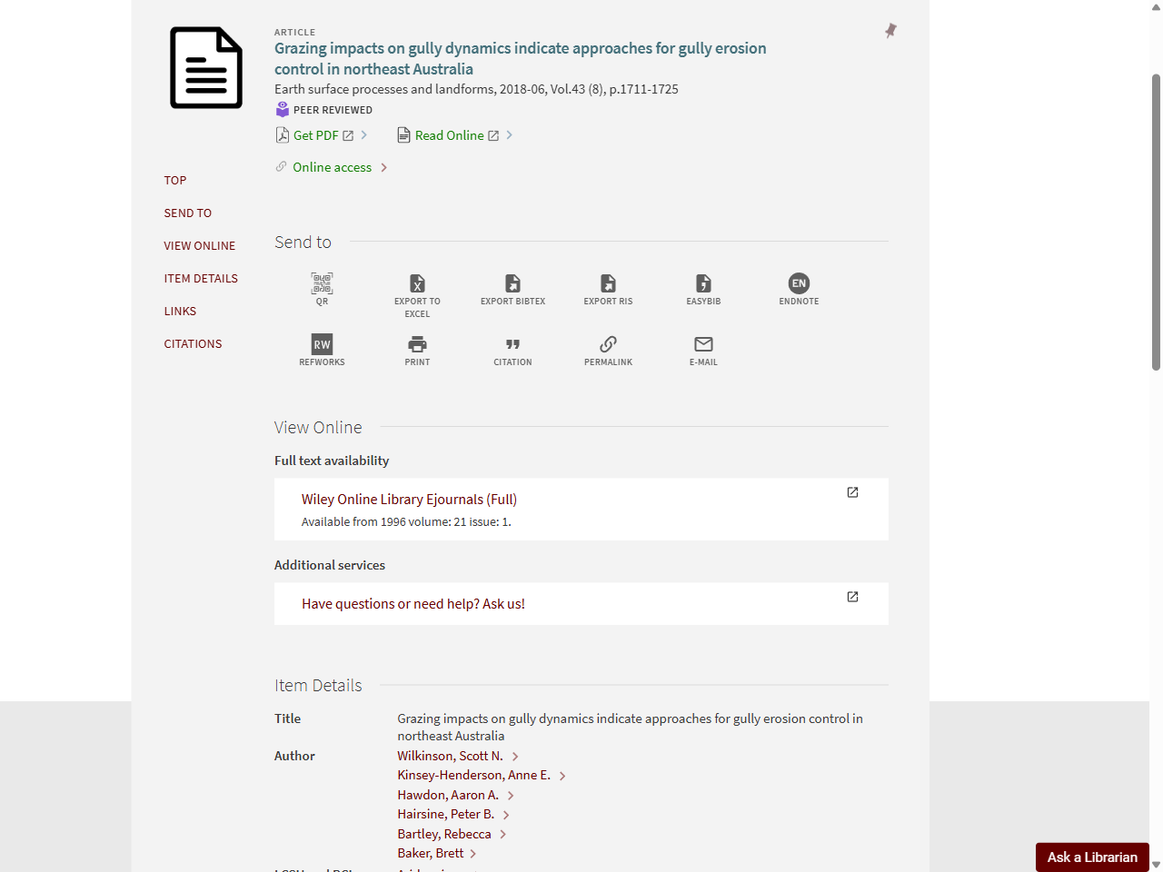 Preview of Grazing impacts on gully dynamics indicate approaches for gully erosion control in northeast Australia - Collins Library Primo Search, accessed August 28, 2025, 