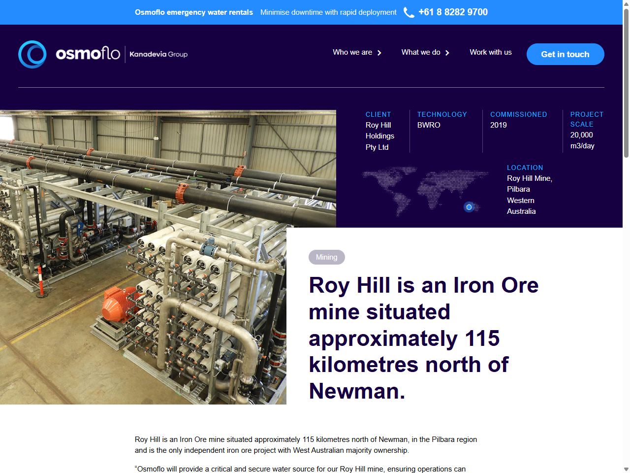 Preview of Case studies | Roy Hill (Mining) - Osmoflo