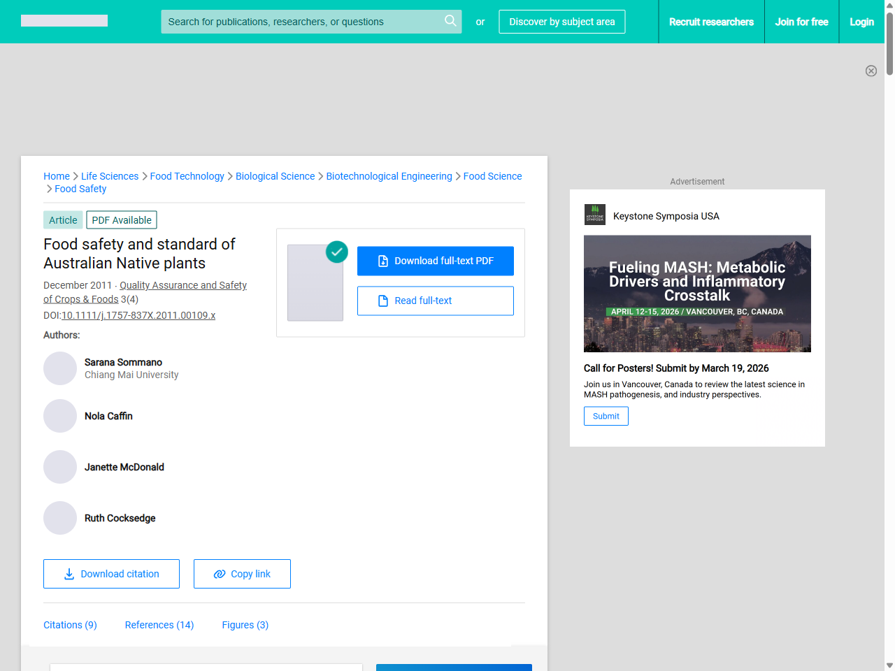 Preview of Food safety and standard of Australian Native plants - ResearchGate, accessed July 13, 2025