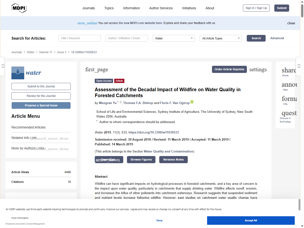 Preview of Assessment of the Decadal Impact of Wildfire on Water Quality in Forested Catchments, accessed August 5, 2025