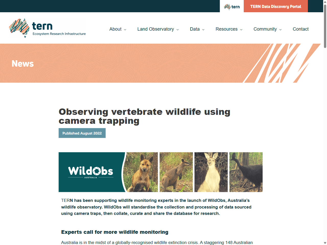 Preview of Observing vertebrate wildlife using camera trapping | TERN Australia, accessed July 9, 2025,