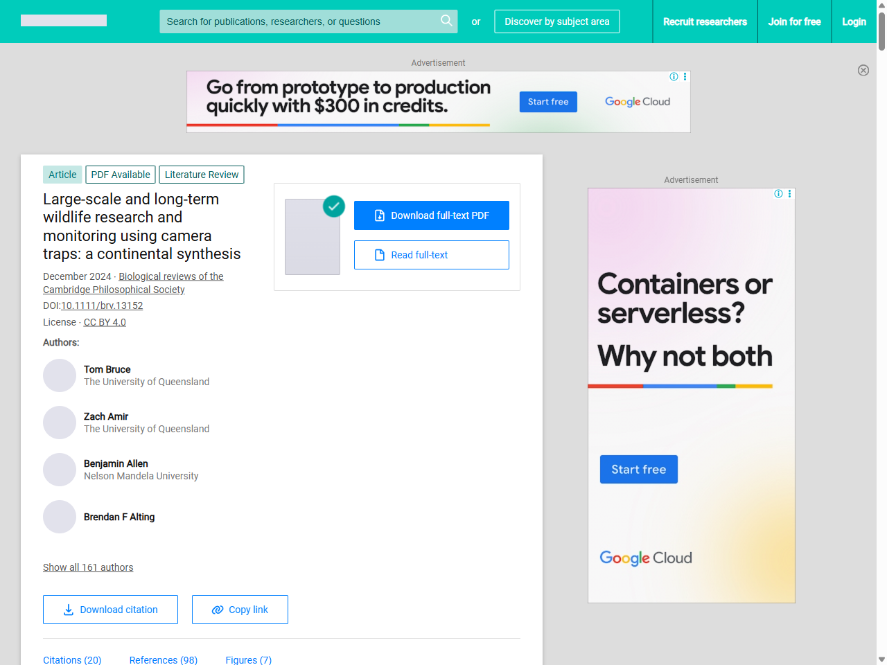 Preview of Large-scale and long-term wildlife research and monitoring using camera traps: a continental synthesis - ResearchGate, accessed July 20, 2025, 