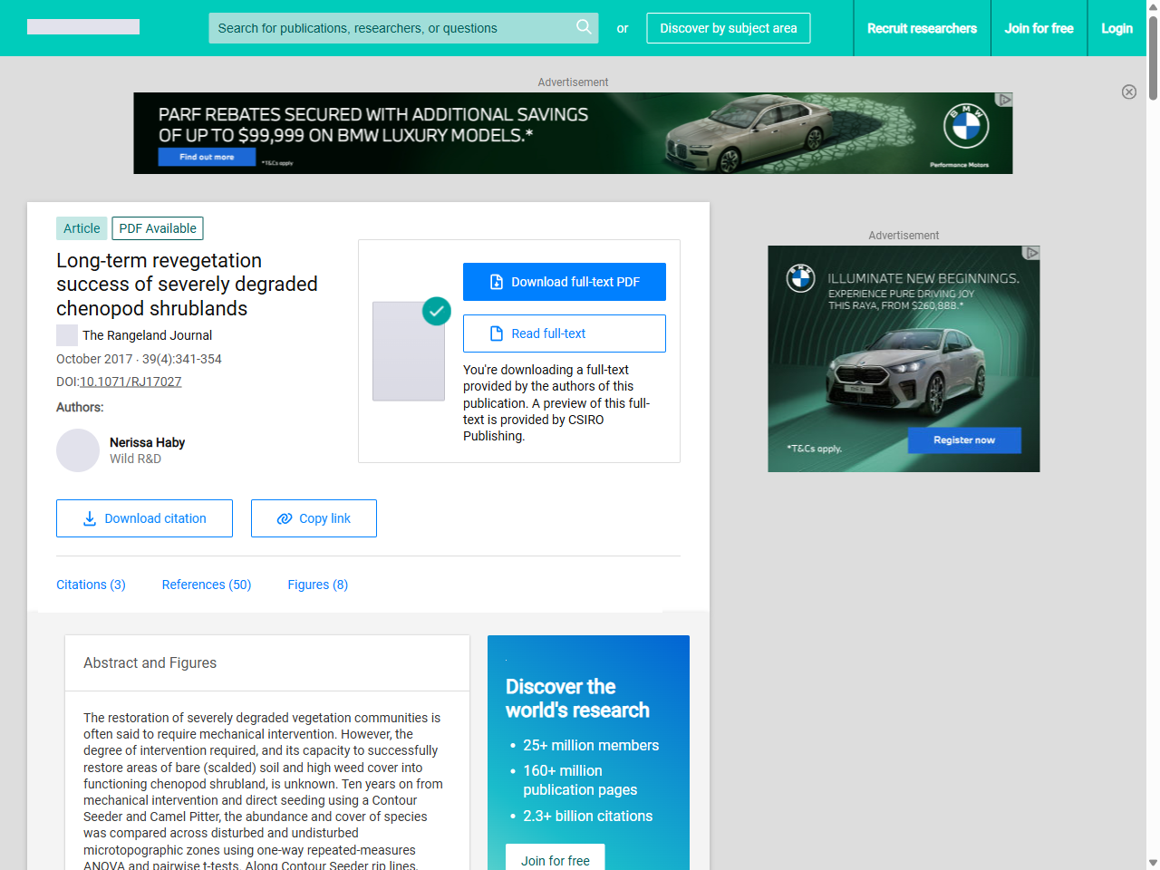 Preview of (PDF) Long-Term revegetation success of severely degraded chenopod shrublands, accessed July 27, 2025