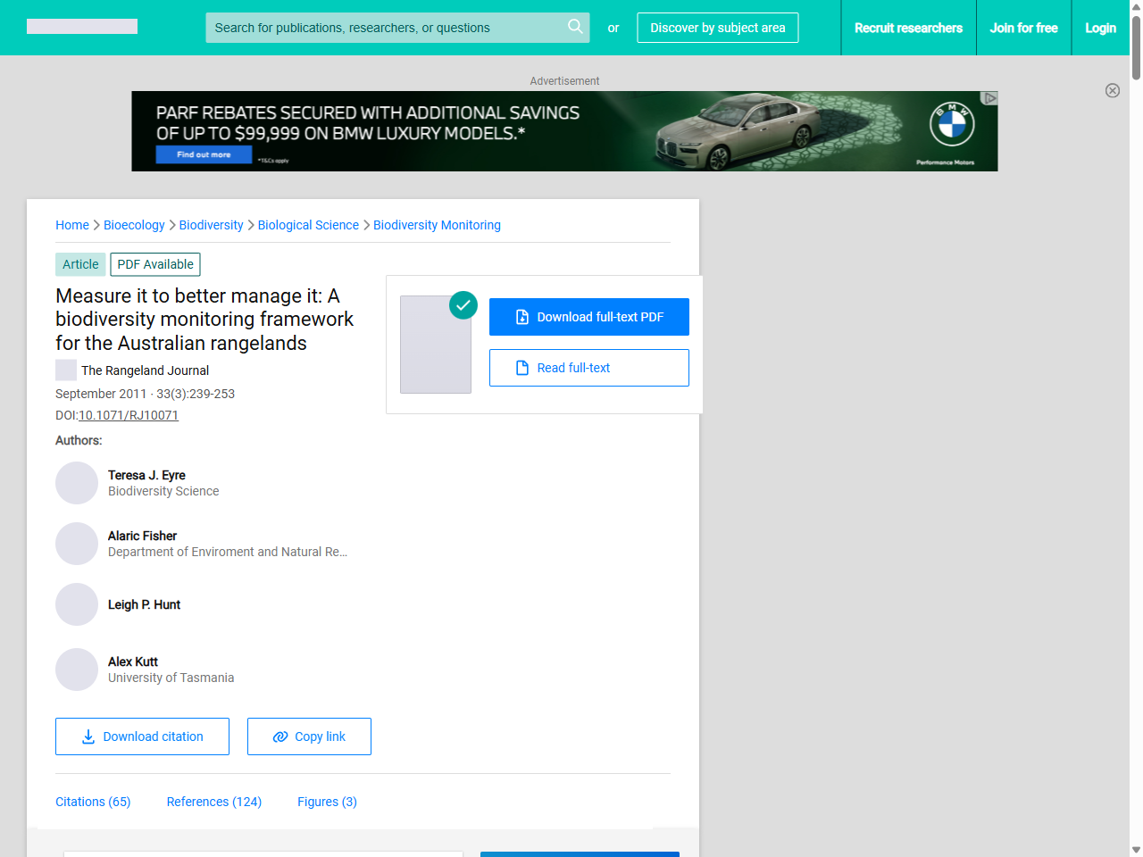 Preview of Measure it to better manage it: A biodiversity monitoring framework for the Australian rangelands - ResearchGate, accessed July 18, 2025,