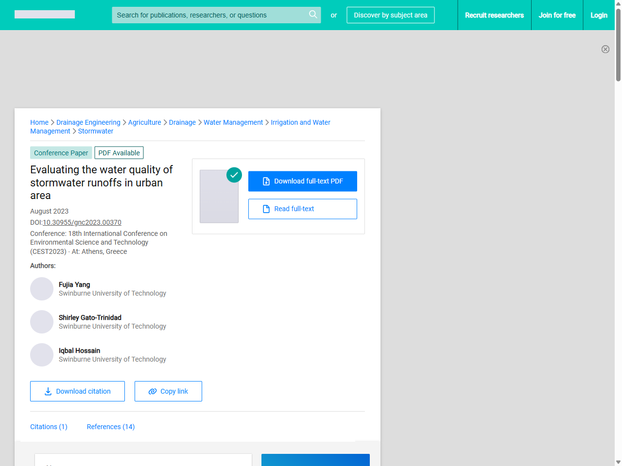 Preview of Evaluating the water quality of stormwater runoffs in urban area - ResearchGate, accessed August 2, 2025,