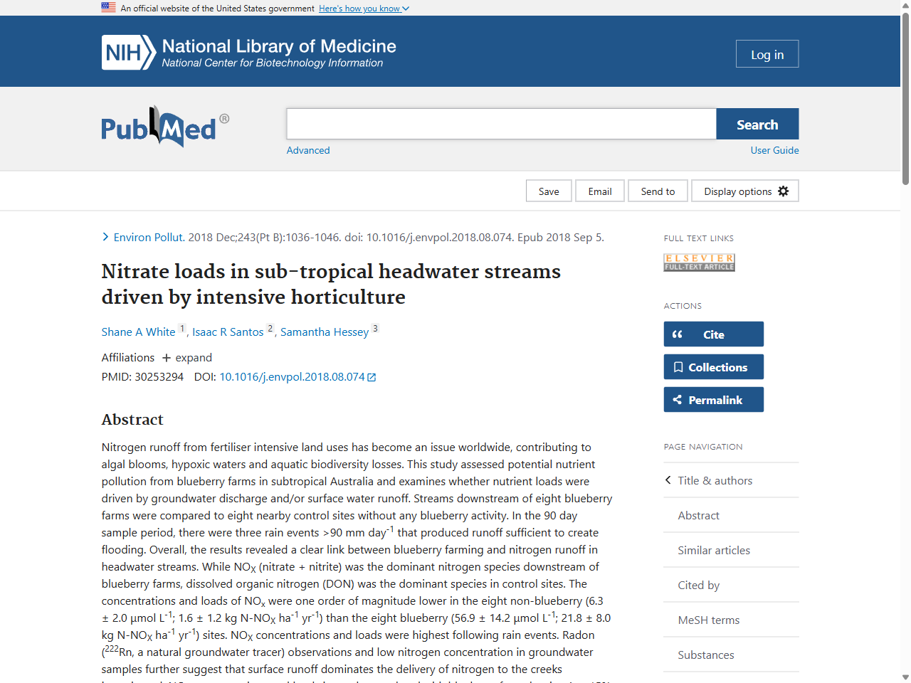 Preview of Nitrate loads in sub-tropical headwater streams driven by intensive horticulture - PubMed, accessed July 18, 2025