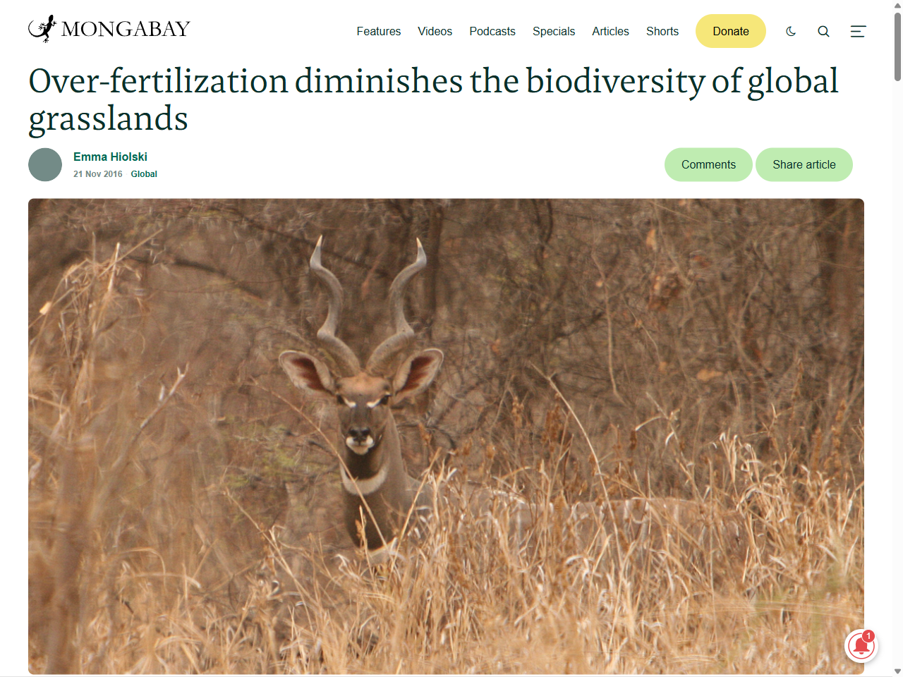 Preview of Over-fertilization diminishes the biodiversity of global grasslands - Mongabay