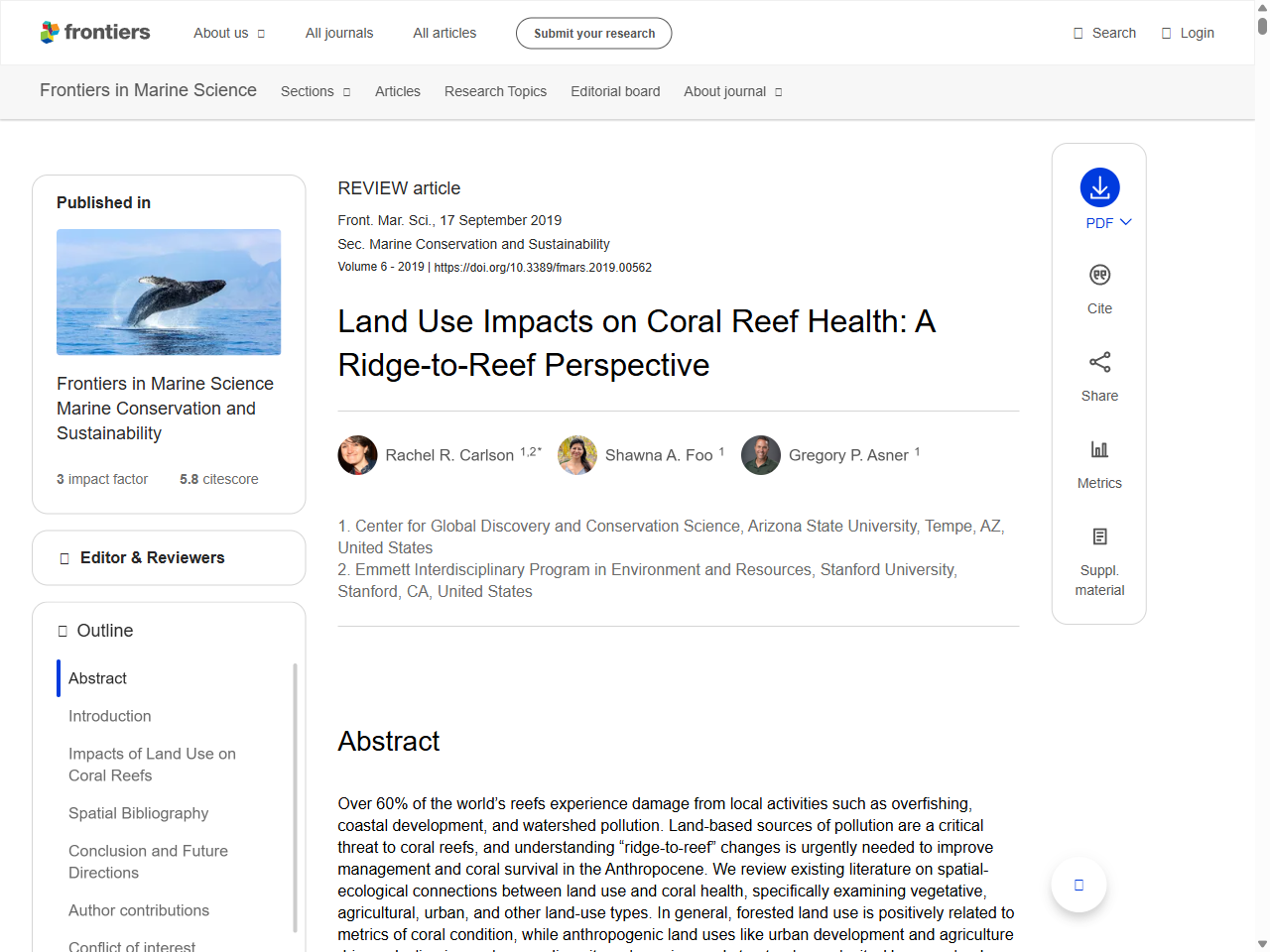 Preview of Land Use Impacts on Coral Reef Health: A Ridge-to-Reef Perspective - Frontiers, accessed August 3, 2025