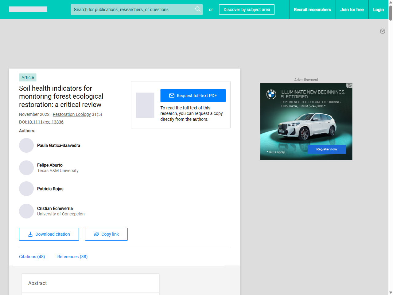 Preview of Soil health indicators for monitoring forest ecological restoration: a critical review | Request PDF - ResearchGate, accessed on June 7, 2025, 