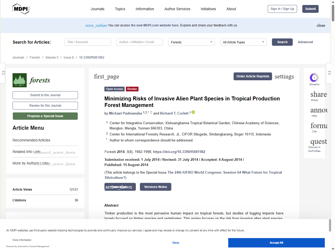 Preview of Minimizing Risks of Invasive Alien Plant Species in Tropical Production Forest Management, accessed July 31, 2025